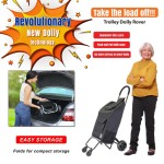 dbest products Trolley Dolly Rover dengan Tas 4 Roda Kereta Belanja Dorong Lipat Hand Truck Serbaguna Roda Berputar Ringan untuk Taman dan Bagasi